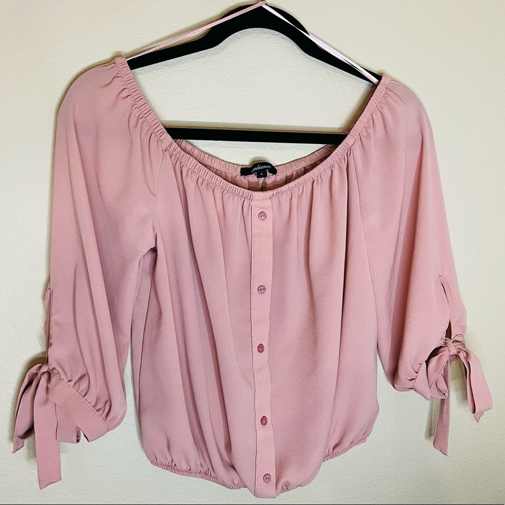 Pink off-the-shoulder top